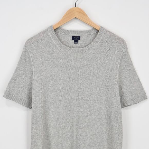 NWT J.Crew Factory Men's Cotton Seed-Stitch Sweater Tee Heather Dove Grey Small - Picture 5 of 9